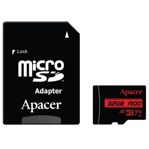 Apacer R100 MicroSDHC/SDXC UHS-1 U1 V10 A1 32GB Memory Card with Adapter